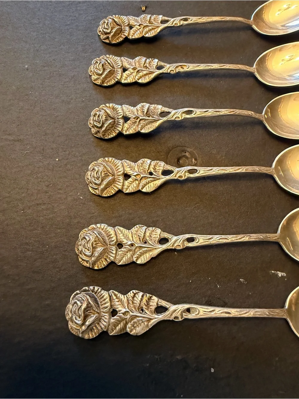 Vintage Antiko 800 Silver Hildesheim Rose Demitasse Spoons Set of 6 Boxed-no lid